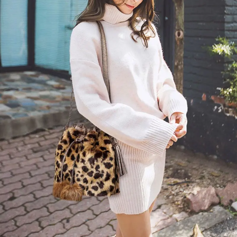 

Women Handbag Faux Fur Bucket Ladies Tote Shoulder Bag Hobo Bags Purse Satchel Crossbody