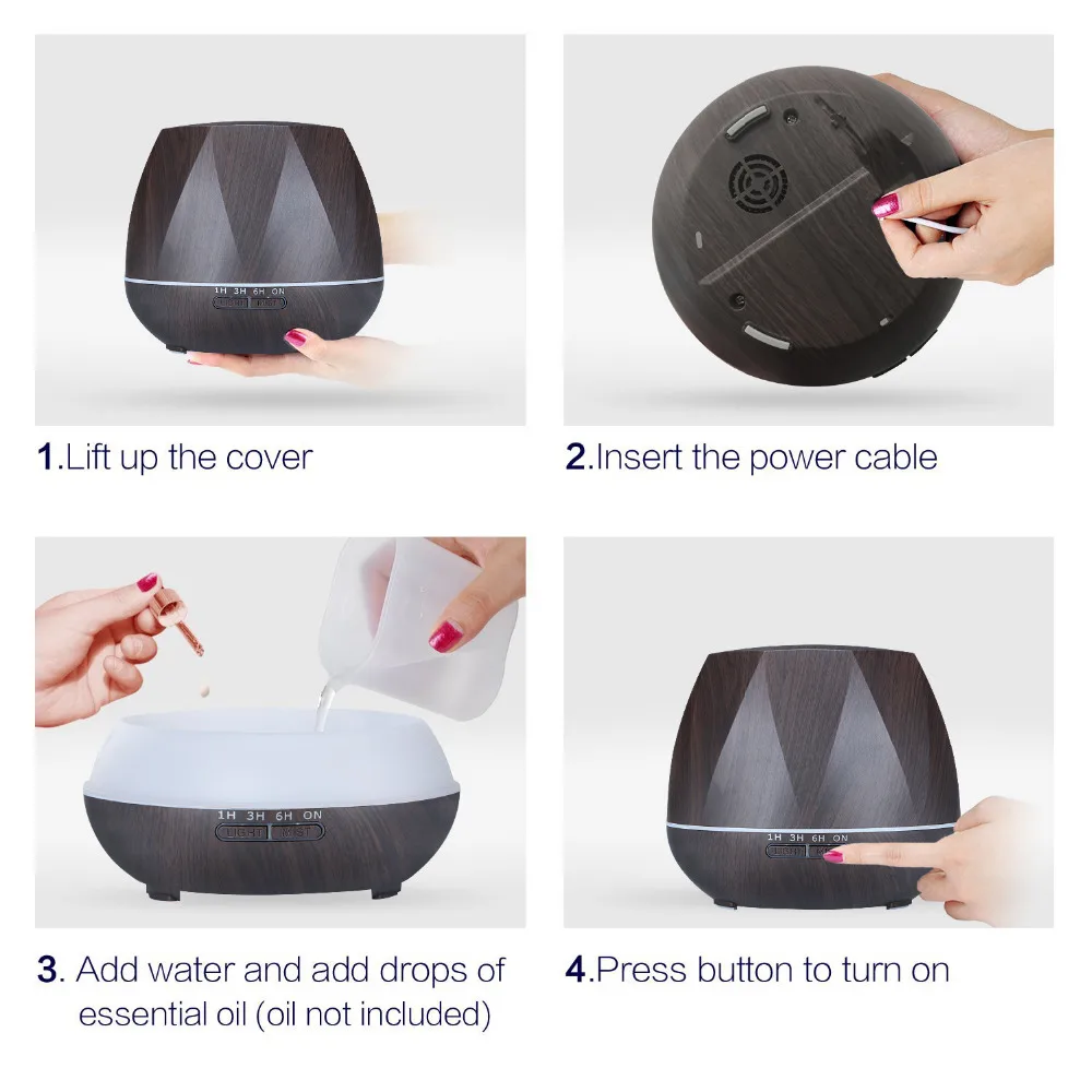 Diffuserlove 500ML Air HumidifierRemote Control Essential Oil Diffuser Humidificador Mist Maker LED Aroma Diffusor Aromatherapy