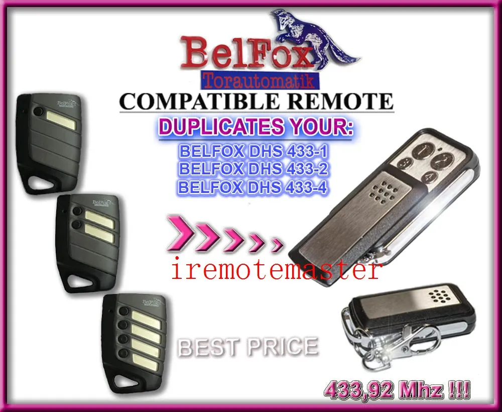 

433MHZ Compatible remote for BELFOX DHS 433-1,DHS 433-2,DHS 433-4 top quality