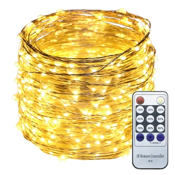 

Warm White Light 20M/30M/50M LED Silver Wire String Lights Holiday Decorative Starry Lights + Power Adapter + Remote Control