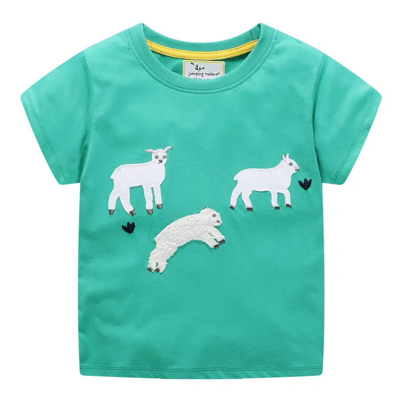 Jumping meter/летние футболки, топы для мальчиков и девочек, одежда для малышей, новинка года, хлопковые футболки для мальчиков детские футболки с короткими рукавами с изображением животных