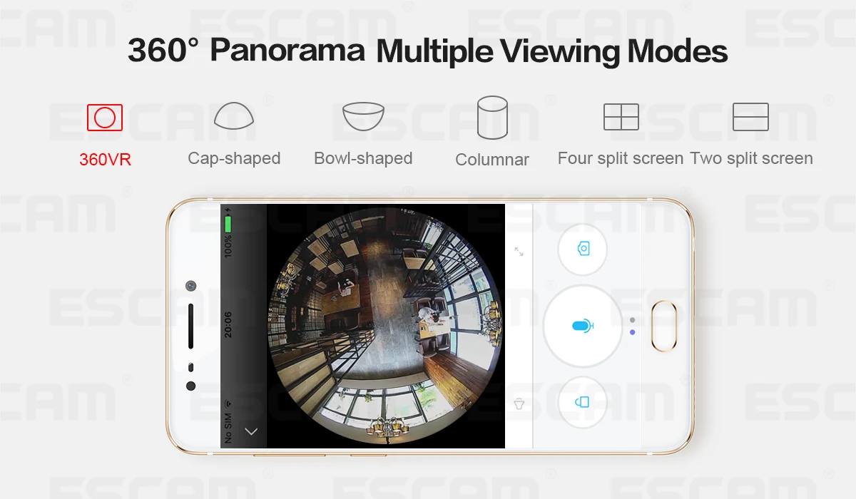 ESCAM QP137 2MP HD 1080 P 360 градусов панорамный Bluetooth Динамик лампы IP Камера