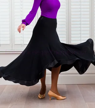 

New Ballroom dance costumes sexy senior ice silk ballroom dance long skirt for women ballroom dance competition skirts