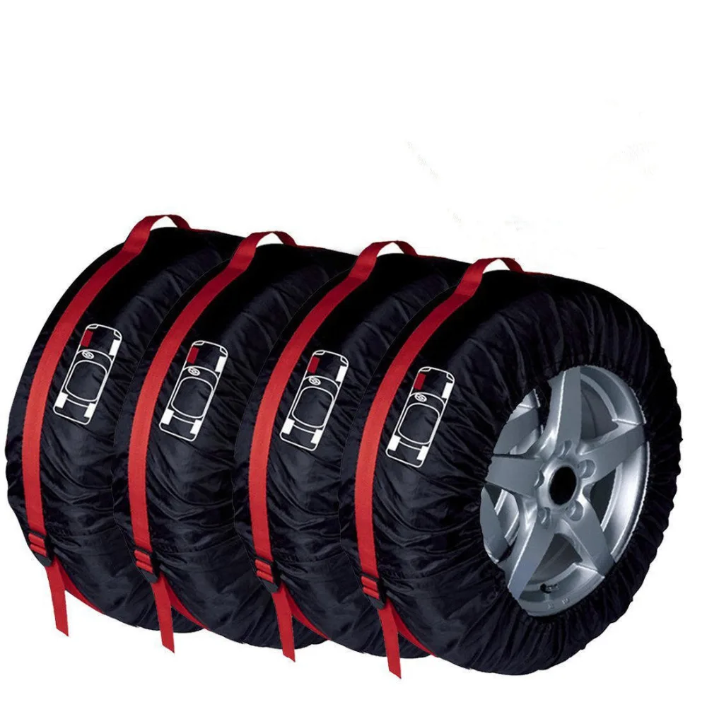 

4PCS Spare Tire Cover Case Polyester Winter and Summer Car Tires Storage Bag Automobile Tire Accessories Vehicle Wheel Protector