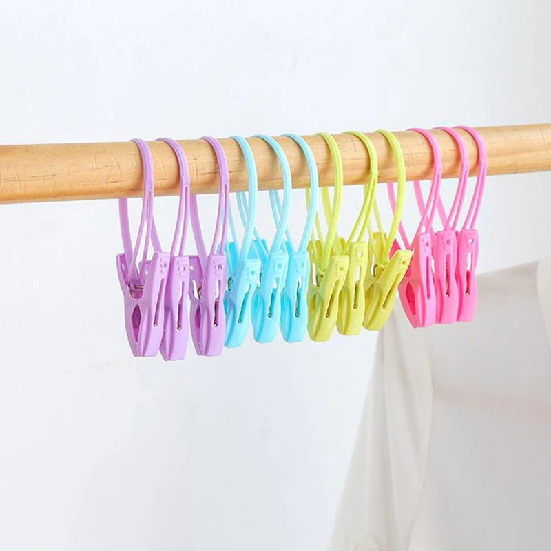6pcs Plastic Clothespins Hook Laundry Clips Portable Bra Socks Hanger