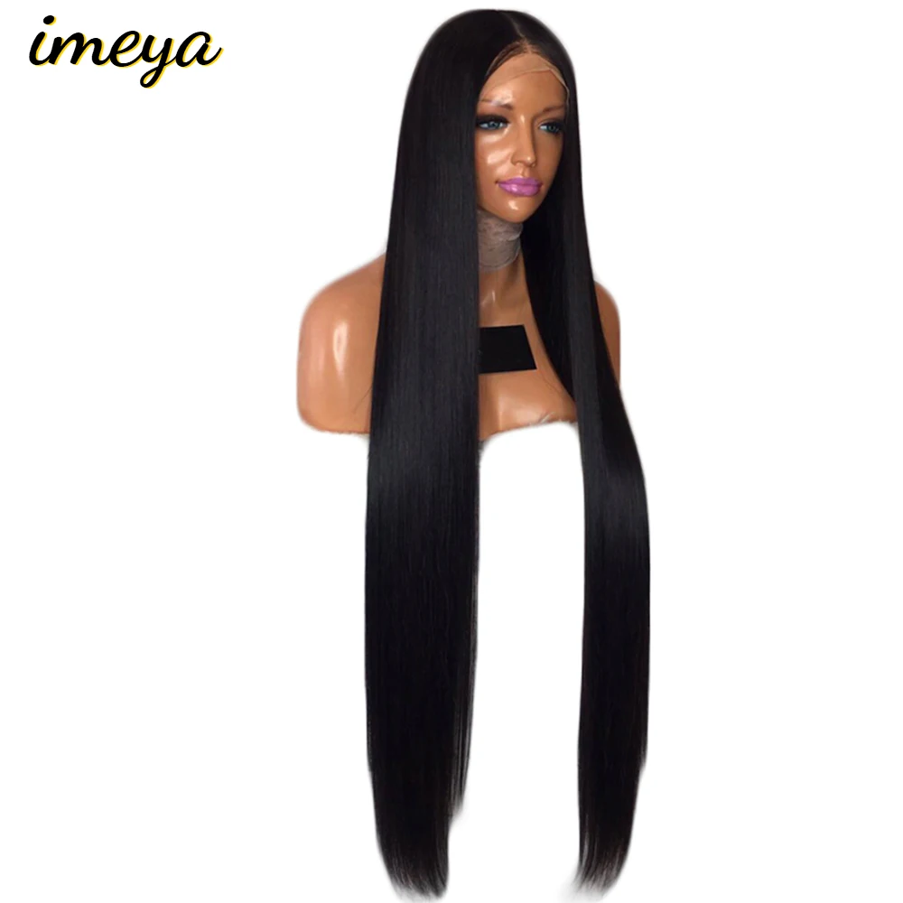 Imeya длинные прямые бесклеевые парики на кружеве синтетические парики с натуральной линией волос термостойкие волокна женские парики 30 дюймов