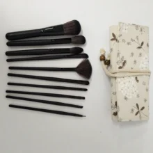 Pro 10 шт. набор кистей для макияжа Пудра основа тени для век макияж кисти Косметика Мягкие синтетические волосы с полиуретановым кожаным чехлом