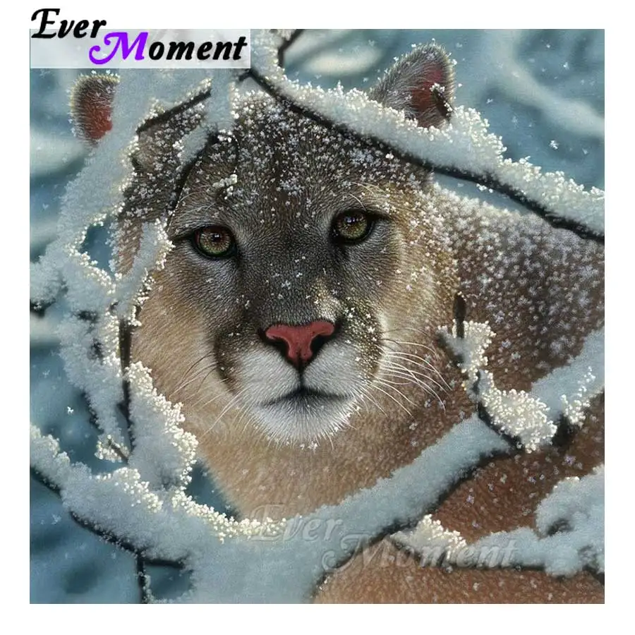 

Ever Moment Diamond Painting Leopard Snow Handmade Needlework Rhinestone Diamond Embroidery 5D DIY Full Square Resin S2F504