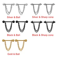 1 пара пирсинг соски груди кольца-гвоздики штанга стальная цепь кулон пирсинг тела ювелирные изделия SSA-19ING