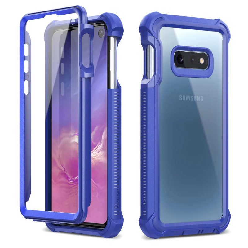 

2 in 1 Hard Case For Samsung Galaxy S10e Cover For Built-in Screen Protector Shockproof Corner Bumper Case Slim Cover For S10e