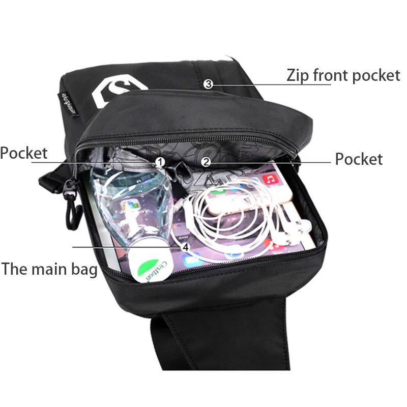 Men Women Backpack USB Charging Oxford Chest Bag Anti Theft Teenager Headphone Hole Night Reflection Design Shoulder Bag BP0221 (12)