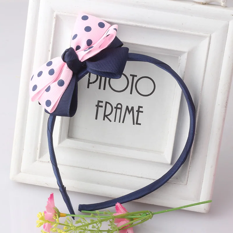 

MISM New Arrival Sweet Girl Bowknot Ribbon Hair Accessories Headband Bow Hair Bands Dot Styles Children Kids Headwear Wholesale