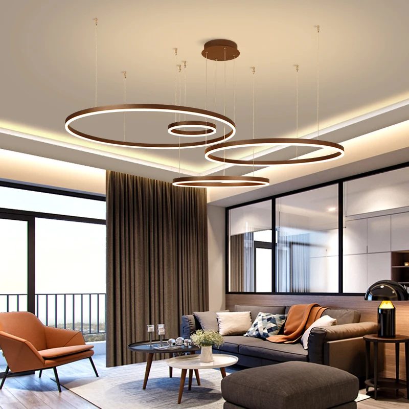 

White/Brown Minimalism Modern LED Pendant Lights for Dining Kitchen Room Living Room Hanging Suspension Pendant Lamp