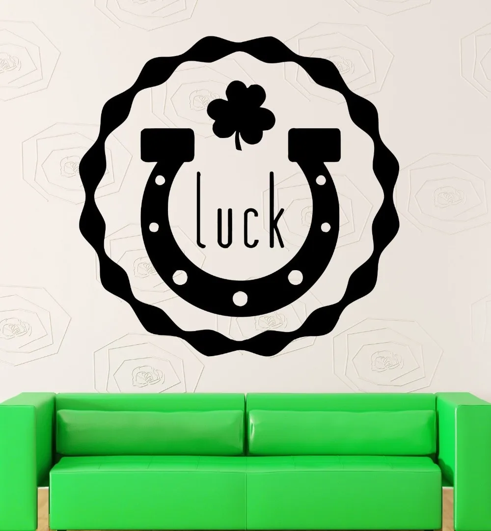 Luck Wall Stickers Ireland Irish Shamrock Mascot Horseshoe Vinyl Decal