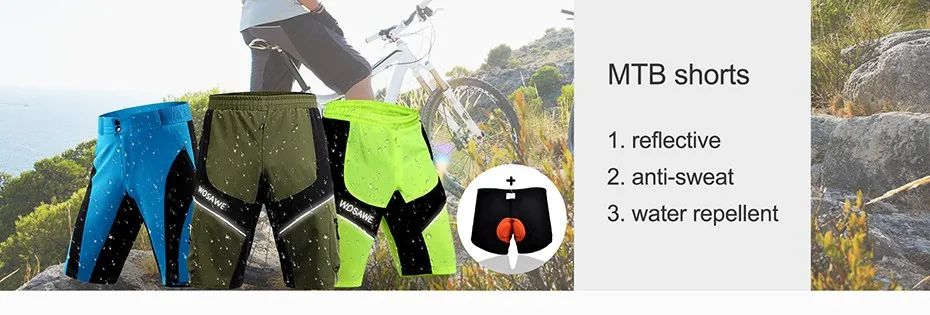 WOSAWE Мужские шорты для горного спорта MTB шорты с гелевыми вставками 3D нижнее белье для велоспорта велосипед водоотталкивающие летние шорты