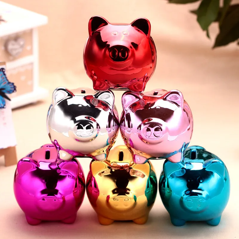 DIY Pig Moneybox 10.5*10*9cm Colorful Ceramic Large Piggy Bank For Kids