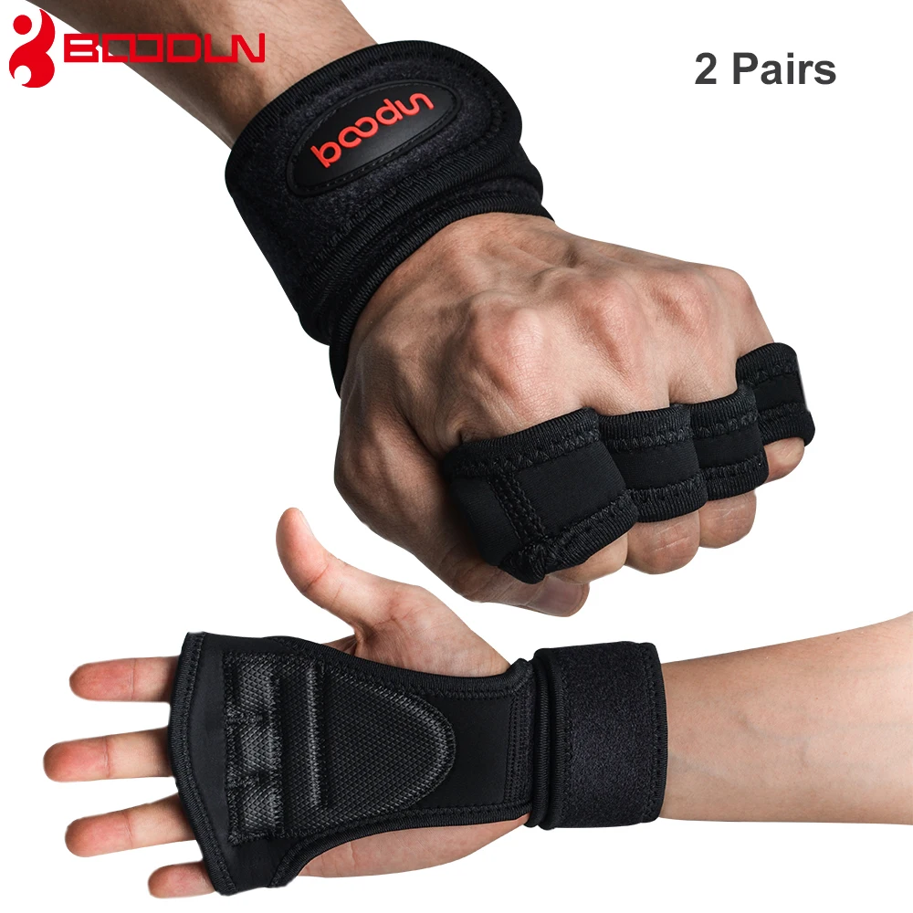 2 Pairs New Boodun Women Men Weight Lifting Gloves Anti-skip Body Building Gloves Fitness Gym workout Hiking Climbing Gloves
