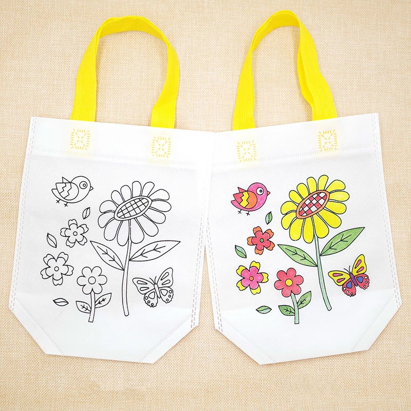 

Painting Bags Puzzles Educational Toy for Children DIY Eco-friendly Graffiti Non-woven Bag Kindergarten Hand Painting Materials