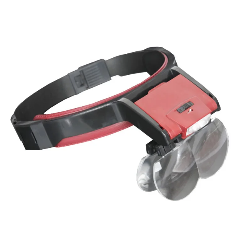 Headband Loupe With 4 Replaceable lens LED Light Illuminated Magnifier