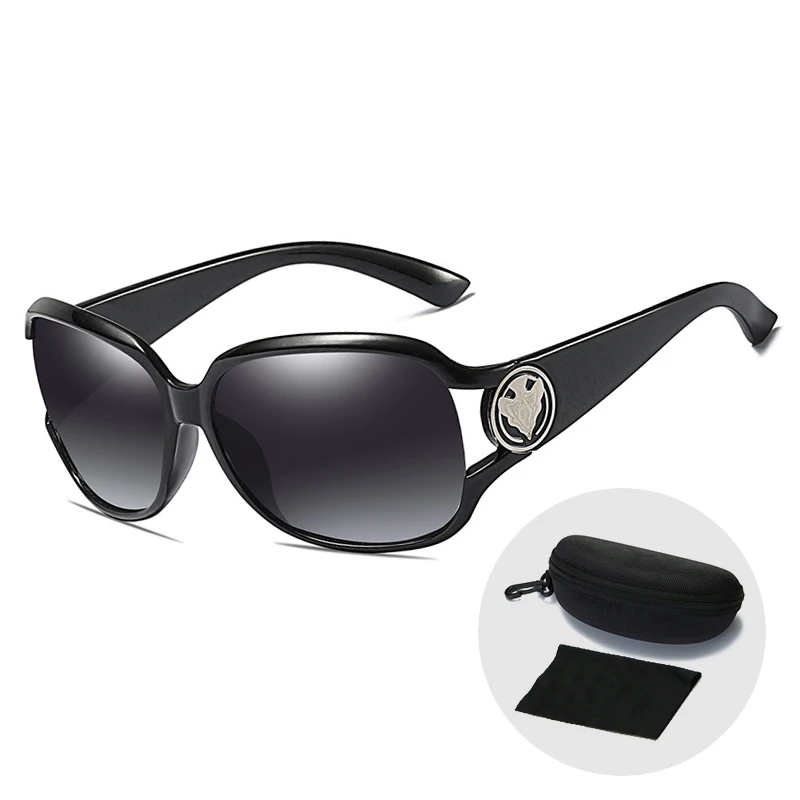 

High Quality Brand Designer UV400 Polarized Sunglasses for Women Oversize Vintage Outdoor Big Driving Sun glasses with Zip Case