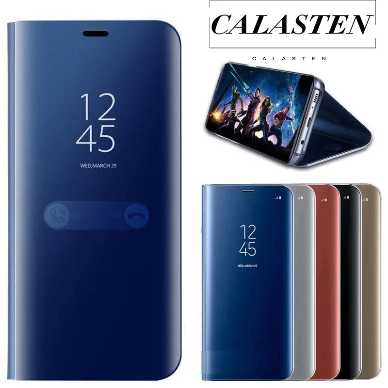 

CALASTEN Luxury Clear View Smart Mirror Case For Samsung Galaxy S7 edge S9 plus Flip Stand Leather Holder For Samsung S10e Coque