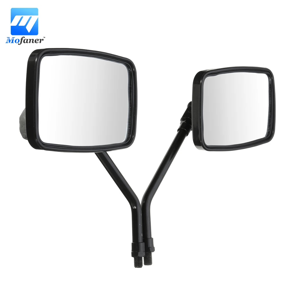 Billige 1 para Schwarz 10mm Gewinde Schwarz Rechteck Rearview Außenspiegel Für Motorrad Roller ATV