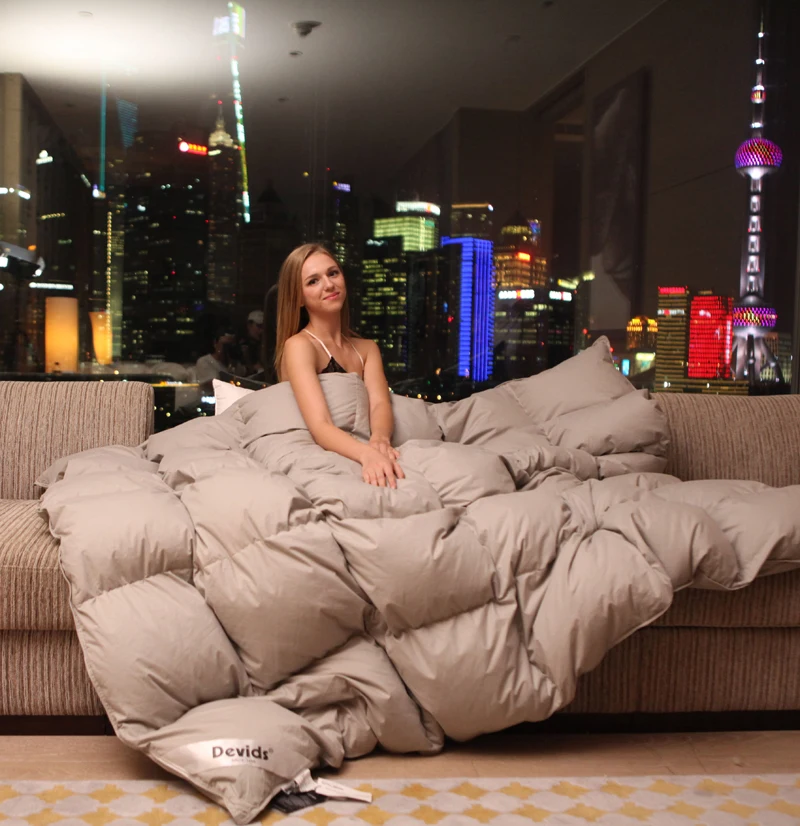 Роскошный 98% утка Подпушка одеяло хлопок крышки Стёганое одеяло Queen Размеры duvet постельное белье Комплект великолепный Топ Класс отелей по всему миру постельные принадлежности