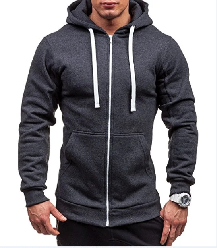Casual men's hoodies Spring autumn mens Solid color Hooded