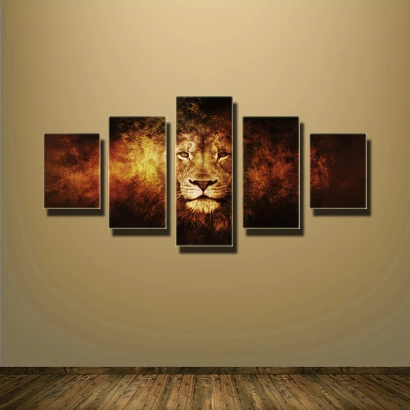 HD Печать панно с животными Lion группа рисунок на холсте домашний декор фрески для
