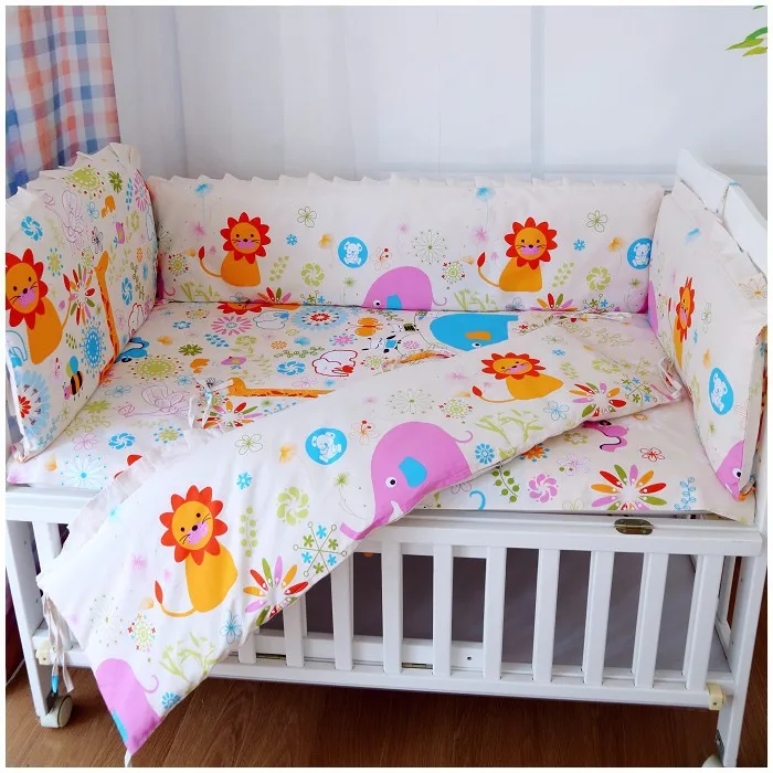 

Promotion! 6PCS Strawberry girl,Baby crib bedding set 100% cotton bedclothes bed decoration (bumpers+sheet+pillow cover)