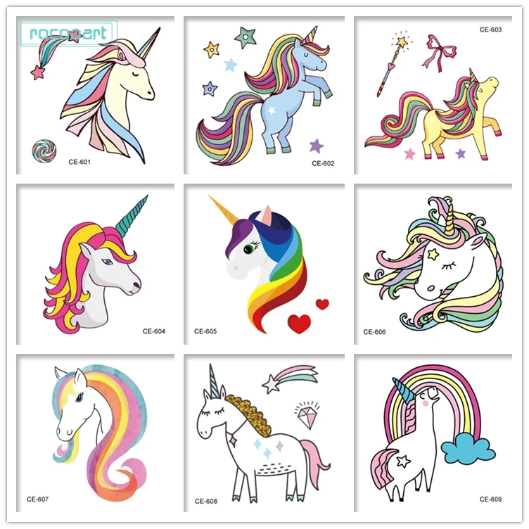 4 Sheets Colorful Unicorn Temporary Tattoos For Kids Girls Necks Fake Face  Tattoo Stickers