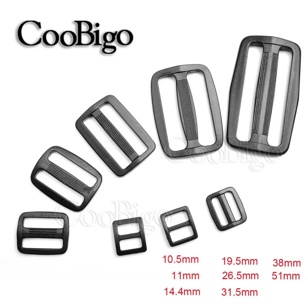 

15pcs Plastic Black Curve Slider 3/8"~ 2" Webbing Buckles Tri-Glide Adjust Tri-ring Camping Sport Backpack Straps Accessories