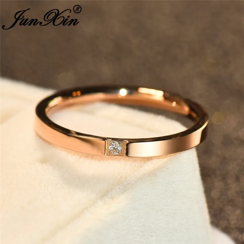 Милое женское простое кольцо на палец средней длины, тонкое кольцо из нержавеющей стали, серебряное розовое Золотое кольцо с цирконием, обручальные кольца для женщин