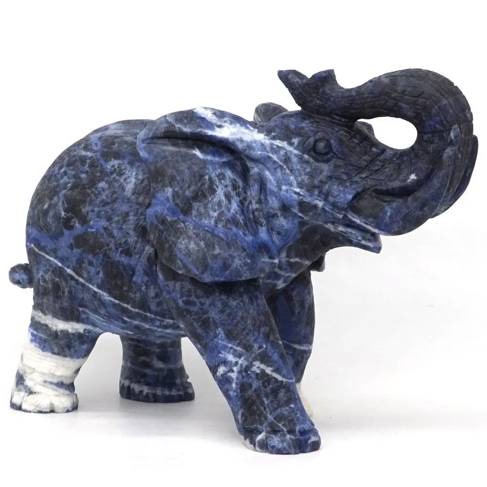 

Elephant Statue Natural Gemstone Blue Sodalite Crystal Healing Reiki Decor 6.26