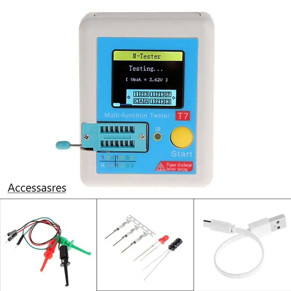

Multi-functional Practical Durable Transistor Tester TFT Diode Triode Capacitance ESR Meter LCR MOSFET IR Multi-function Tester
