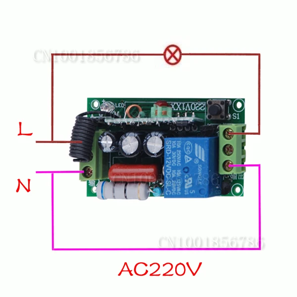 220 V 1CH 10A радиочастотный приемник и передатчик беспроводной пульт дистанционного управления для световой лампы Momenrary тумблер с защелкой Регулируемый 100 шт./партия