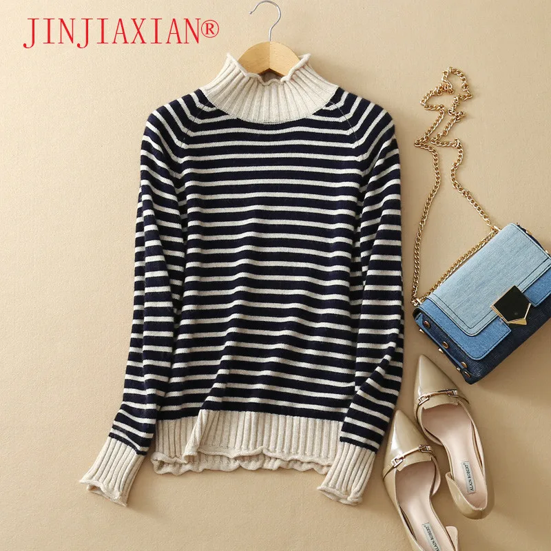 

JINJIAXIAN 2018Spring new women sweater Slim cashmere sweater long sleeve fashion round neck thin sweater women