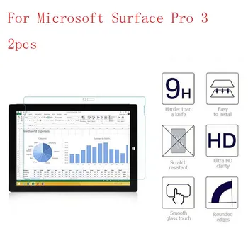 

For Microsoft Surface Pro 3 Tablet Premium Explosion-Proof Tempered Glass Screen Protector 2pcs in 1 package