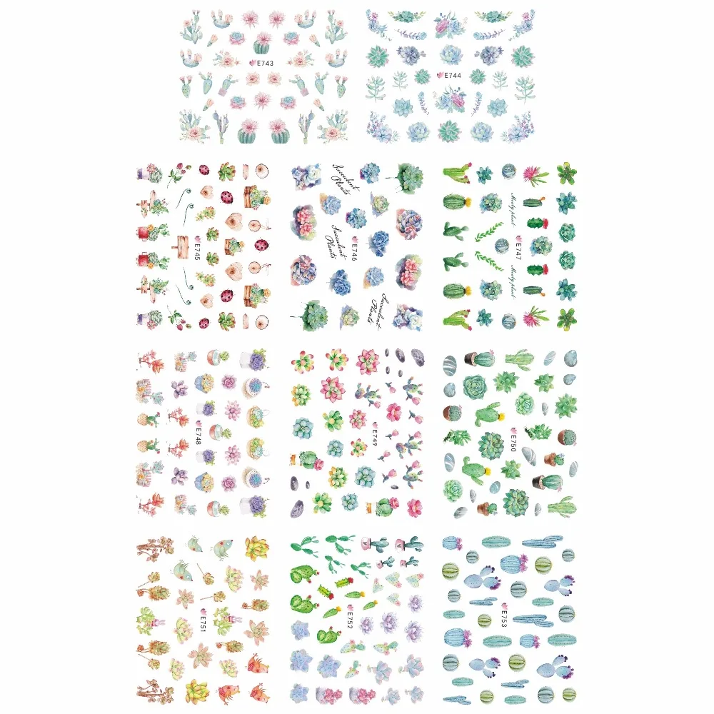 

11 PCS / LOT SIMULATION EMULATION SELF-ADHESIVE 3D NAIL TATTOOS STICKER DESERT BIRD CACTUS POTTED SUCCULENT PLANT E743-753