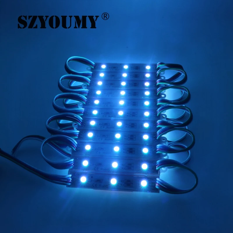 SZYOUMY 2000 шт. 3 светодио дный 5050 SMD светодио дный Модуль теплый белый зеленый синий и красный цвета RGB Водонепроницаемый IP65 высокое Яркость