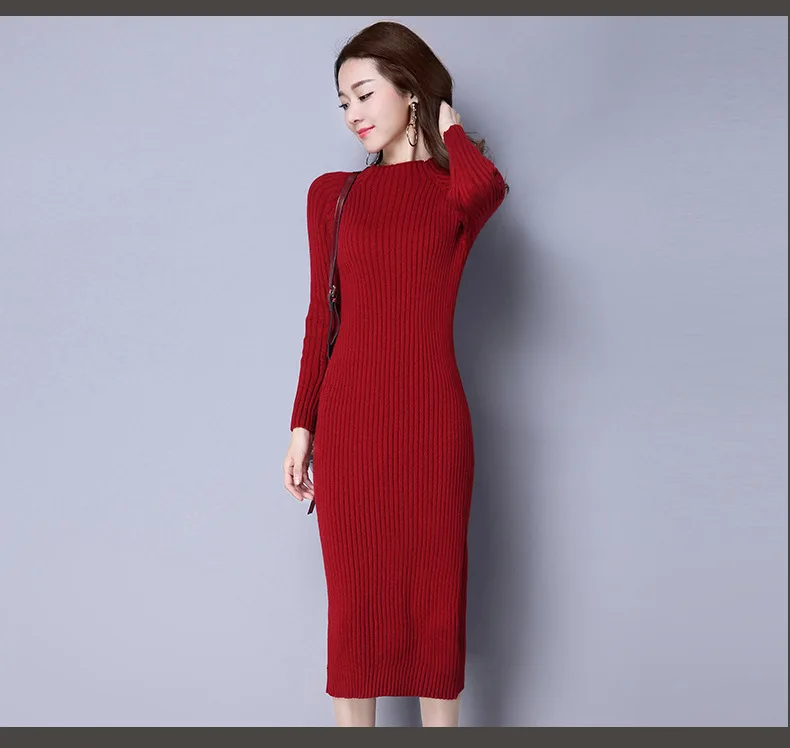 winter sweater dress long pure color Women Dresses pink red Elegant soft Knitted Sweater Dress Bodycon Slim Midi Vestidos winter sweater dress long pure color Women Dresses pink red Elegant soft Knitted Sweater Dress Bodycon Slim Midi Vestidos