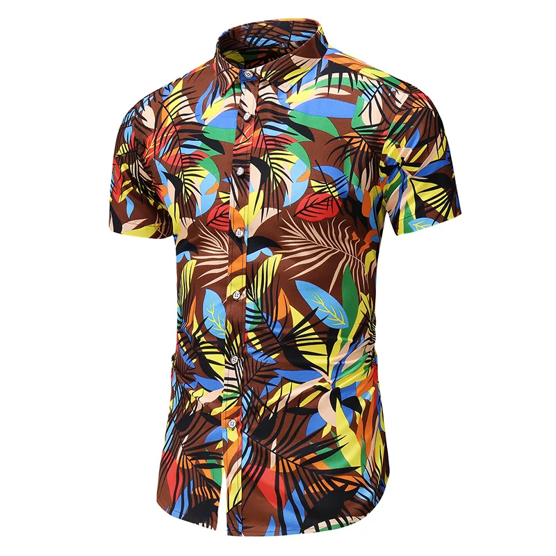 

2019 Summer Shirt Men New Hawaiian Shirts Fashion Print Short Sleeve Shirts Mens Slim Fit Casual Beach Short sleeve Tops