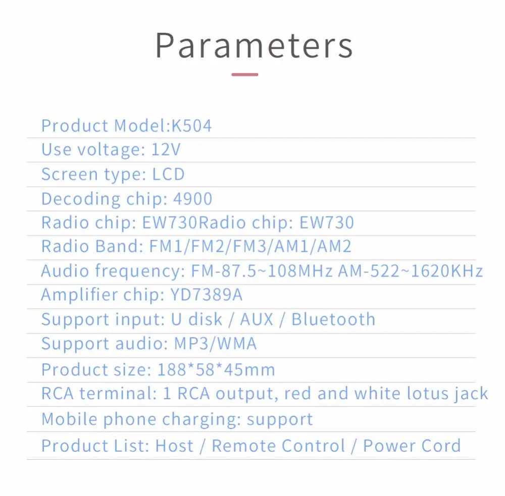 Автомагнитола 1Din Bluetooth Handsfree USB/телефон зарядка MP3-плеер Поддержка AUX/SD/FM пульт дистанционного управления красный светильник Авто Raido стерео