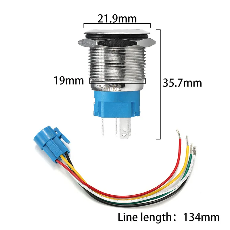 12 V 24 V 19 мм металлический светодиодный 5Pin кнопочный переключатель разъем провода фиксирующийся переключатель переключателя сброса 4A Водонепроницаемый IP67