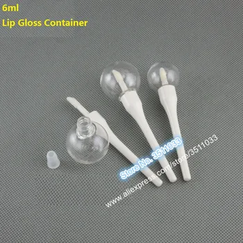 

6ML Cute Empty Cosmetic Lip Oil Tube Lovely Plastic Clear Round Lip Gloss Container Tube Portable White Liquid Lipstick Tube
