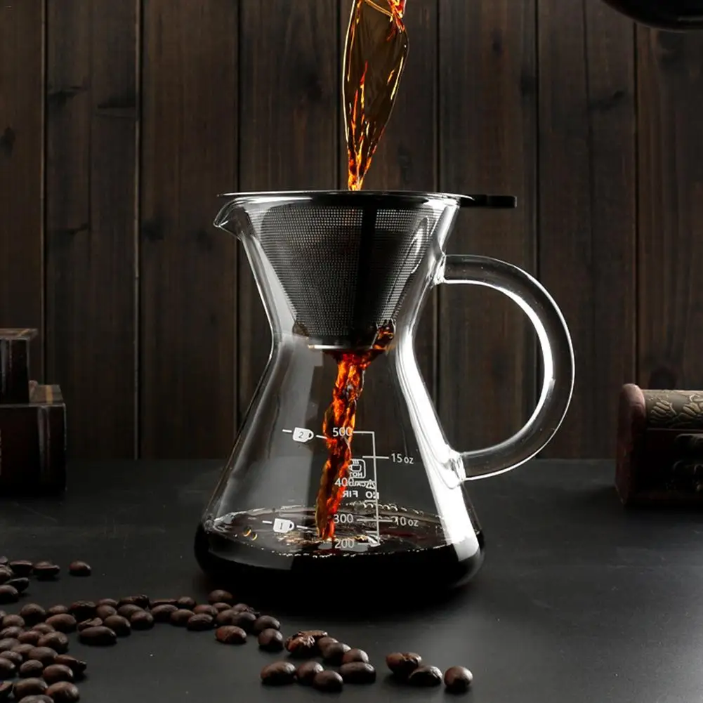 

400ml Pour Over Coffee Manual Drip Coffee Maker With Stainless Steel Filter Fine Mesh Tea Kettle Coffee Tea Tools