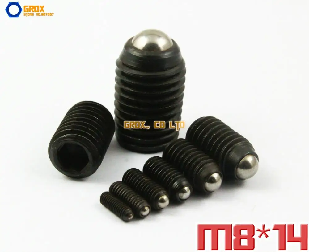 

20 Pieces M8 x 14mm 12.9 Grade Alloy Steel Hex Socket Spring Ball Plunger Set Screw