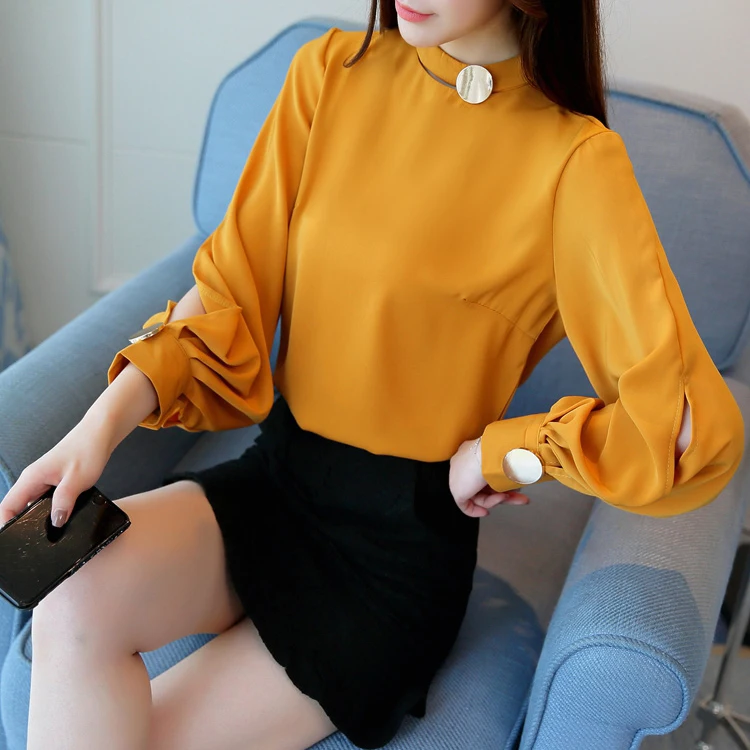 

2018 fashion Sequined Long Sleeve women Blouse Women Spring office Shirts solid Shiny Tight Thin O Neck Blusa black Tops 208i3