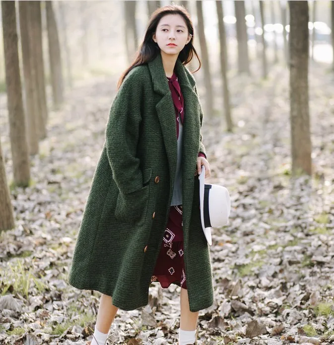

2018 Wool Full Button Square Collar Sale Sobretudo New And Winter Cotton Clip Warm Long Fund Overcoat Loose Coat