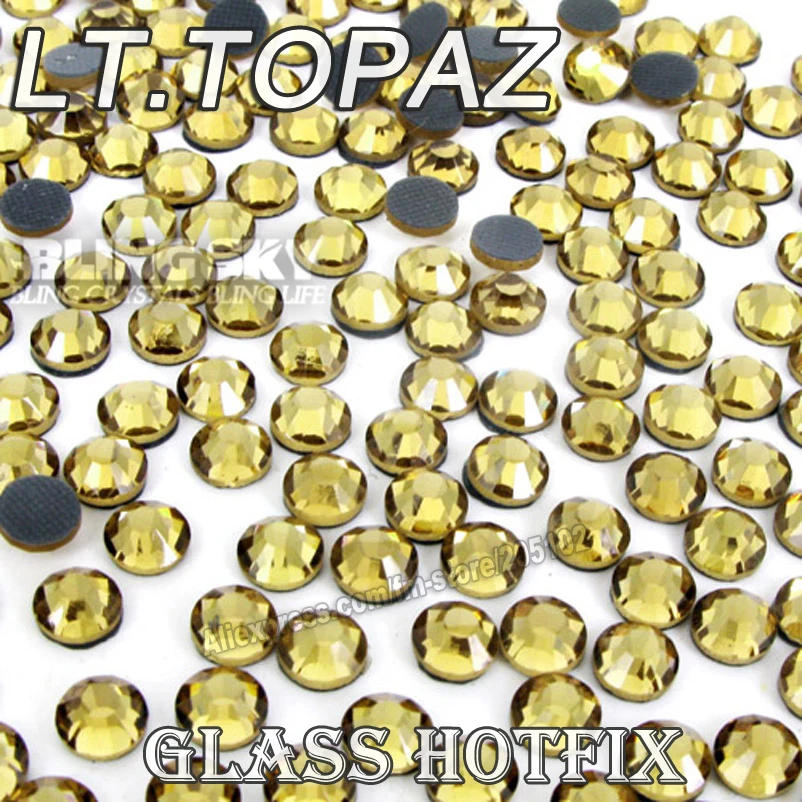 

Lt.Topaz BIG PACKAGE Hot Fix Rhinestones SS6 SS10 SS16 SS20 SS30 DMC Flat Back Crystals Glitters stone strass for DIY garment